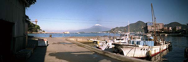 三津の漁村　富士山もばっちり