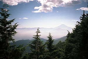 空中にどっかーんと富士山　で、でかい