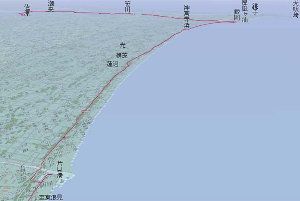 片貝港から県道30経由で飯岡･潮来･佐原へ　赤は本日の経路