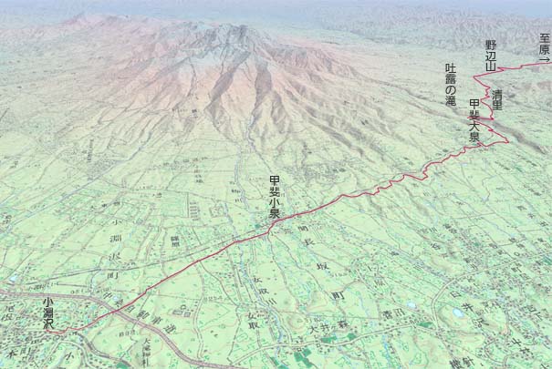 小淵沢から泉ライン経由で野辺山へ　赤は本日の経路