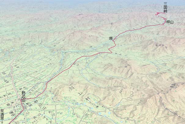野辺山から原経由で三国峠へ　赤は本日の経路
